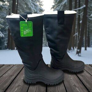 Sam Edelman Lessie Tall Rain Boots With Shearling Lining Black Waterproof Size 5